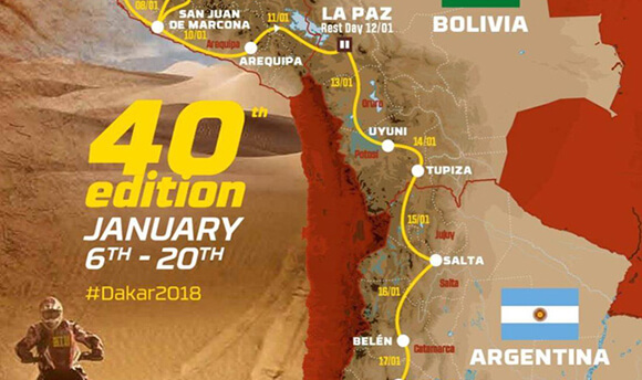 Organizers Announce Distance and Entrants for Dakar Rally 2018