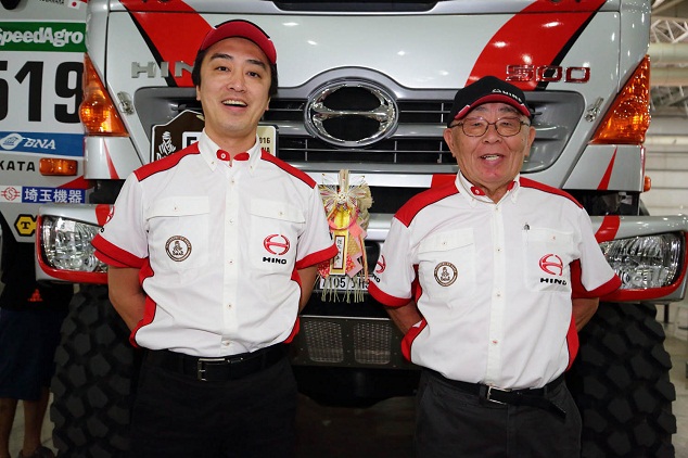 Yoshimasa and Teruhito Sugawara after vehicle inspections