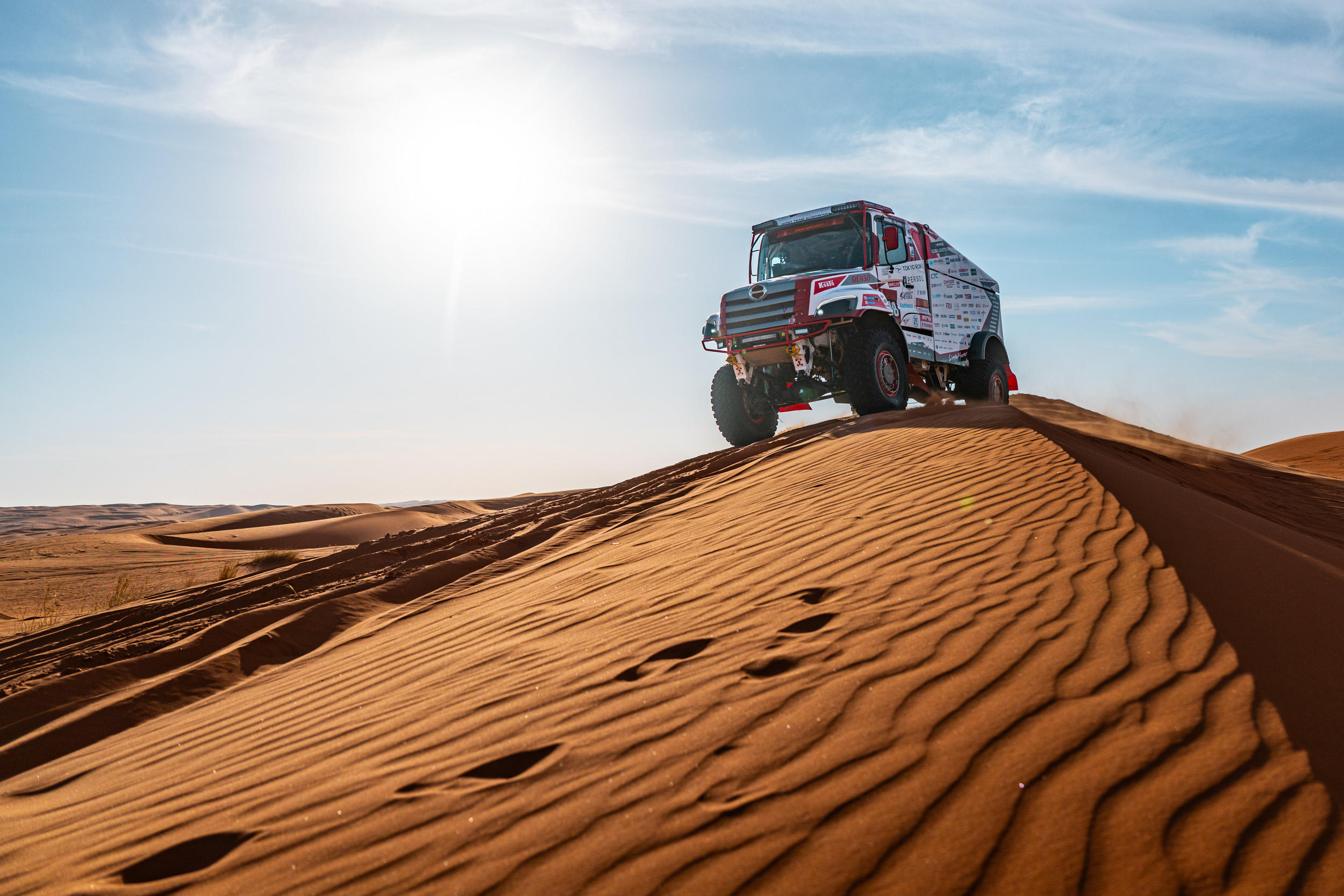 Completed the first sand dune stage of the rally in 9th place. Finished the first half maintaining 8th position in class.